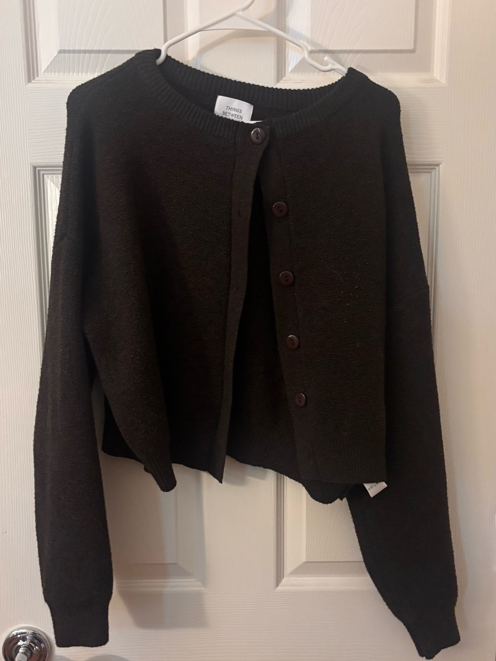 Button-Front Brown Cardigan Sweater